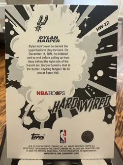 2025-26 Topps NBA Hoops Dylan Harper Hard Wired Rookie Insert #HW-22 Spurs RC - Image 2