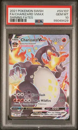 2021 POKEMON SWORD & SHIELD SHINING FATES #SV107 FULL ART/CHARIZARD VMAX PSA 10 - Image 1