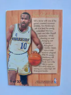 NBA 1995-96 Flair Hardwood Leaders - Tim Hardaway Golden State Warriors 9 Of 27 - Image 2