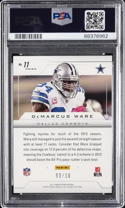 2013 PANINI PRIZM BRILLIANCE GOLD PRIZM #11 DEMARCUS WARE 3/10 PSA 9 - Image 2