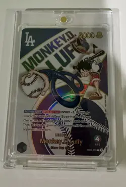 CUSTOM Proxy One Piece TCG Monkey.D.Luffy La Dodgers Card EBO2-010 - Image 1