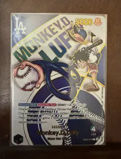 CUSTOM Proxy One Piece TCG Monkey.D.Luffy La Dodgers Card EBO2-010 - Image 2