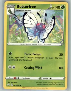Butterfree 003/192 Rare Rebel Clash Pokemon MP - Image 1