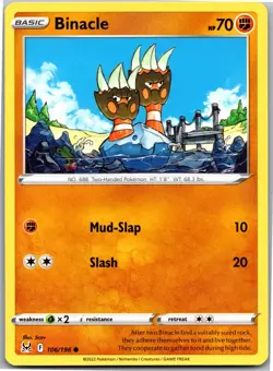 Binacle 106/196 Common Lost Origin Pokemon Near Mint - Image 1