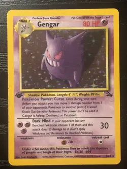 1999 Pokemon Fossil Gengar Holo #5 1st Edition NM - Image 1