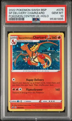 2022 POKEMON SWSH BLACK STAR PROMO #075 SPECIAL DELIVERY CHARIZARD-HOLO PSA 10 - Image 1