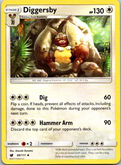 Diggersby 88/111 Uncommon Crimson Invasion Pokemon Near Mint - Image 1