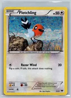 Fletchling 011/012 Holo Promo McDonald's Promos 2014 Pokemon Near Mint - Image 1