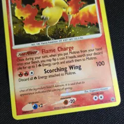HEAVY HOLO BLEED Moltres 10/100 Majestic Dawn 2008 Swirl Nintendo Pokemon Card - Image 2