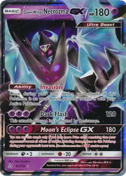 NM-Mint Dawn Wings Necrozma GX - 63/156 - Ultra Rare Pokemon Ultra Prism - Image 1