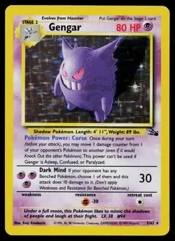 Pokemon Card - Gengar Fossil 5/62 Holo Rare - Image 1
