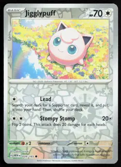 Jigglypuff 039/165 Reverse Holo Common 151 Pokemon Reverse Holo Near Mint - Image 1