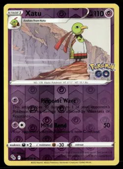Xatu 033/078 Reverse Holo Uncommon 2022 Pokemon GO Pokemon Near Mint - Image 1