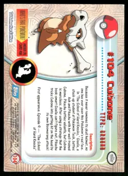 Pokemon Cards Cubone #104 Topps Trading Cards Series 2 MP - Image 2