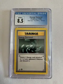 Pokemon 1st Edition Shadowless Energy Removal Base Set 92/102 - CGC 8.5 NM-Mint+ - Image 1