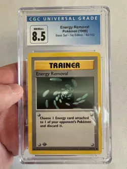 Pokemon 1st Edition Shadowless Energy Removal Base Set 92/102 - CGC 8.5 NM-Mint+ - Image 2