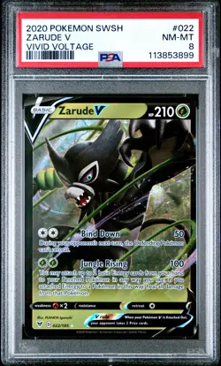 2020 POKEMON SWORD & SHIELD VIVID VOLTAGE #022 ZARUDE V PSA 8 - Image 1