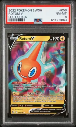 2022 POKEMON SWORD & SHIELD LOST ORIGIN #058 ROTOM V PSA 8 - Image 1