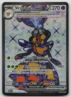 Pokemon Vespiquen ex 212/197 Obsidian Flames Ultra Rare Holo NM - Image 1
