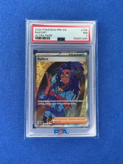 2025 Pokemon PRISMATIC EVOLUTIONS EN RAIFORT ULTRA RARE #142 PSA 7 - Image 1