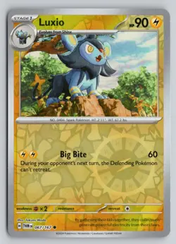 LUXIO 067/167 COMMON TWILIGHT MASQUERADE POKEMON REVERSE HOLO NM - Image 1