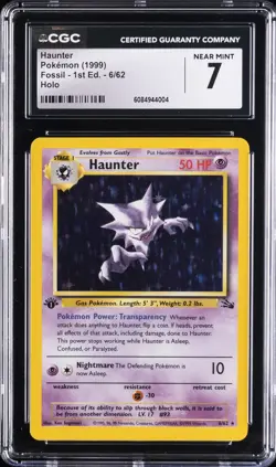 1999 POKEMON FOSSIL 1ST EDITION HOLO #6 HAUNTER CGC 7 - Image 1