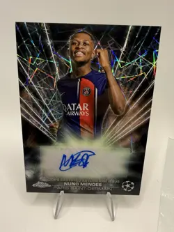 2023-24 Topps Chrome UEFA Club Competitions - Black Lazer Autographs Nuno Mendes - Image 1