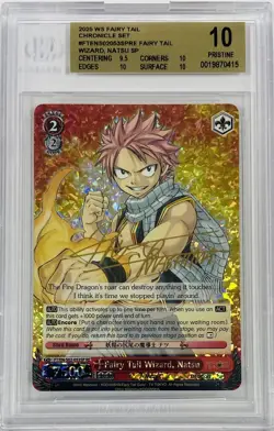 Weiss Schwarz Fairy Tail Natsu FT/EN-S02-053SP RE SP Foil Signed BGS 10 English - Image 1