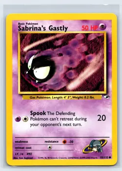 Sabrina's Gastly 93/132 Gym Heroes Series Common Basic Pokemon Card WOTC 2000 NM - Image 1