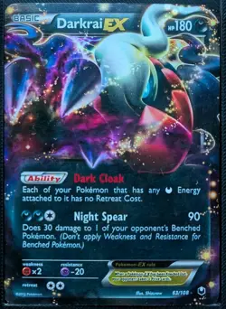 Pokemon TCG Darkrai EX Ultra Rare Holo Foil Card 63/108 Dark Explorers HP - Image 1