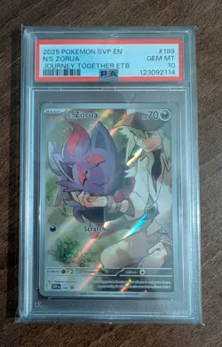 N’s Zorua SVP189 Journey Together ETB Promo IR Full Art 2025 Pokemon Card PSA 10 - Image 1