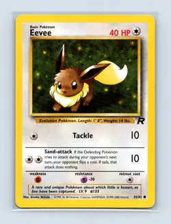 Eevee 55/82 Common Team Rocket Pokemon Unlimited Lightly Played - Image 1