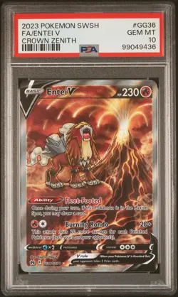 2023 POKEMON SWORD & SHIELD CROWN ZENITH #GG36 FULL ART/ENTEI V PSA 10 - Image 1