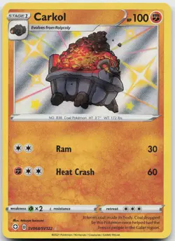 Carkol SV068/SV122 Shiny Rare Shining Fates Shiny Vault Pokemon Holo Near Mint - Image 1