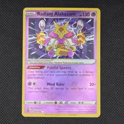Radiant Alakazam 059/195 Radiant Rare Silver Tempest Pokemon Holo NM - Image 1