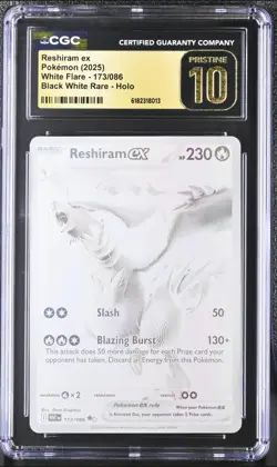 Pokemon Reshiram ex 2025 White Flare 173/086 Black White Rare CGC PRISTINE 10 - Image 1
