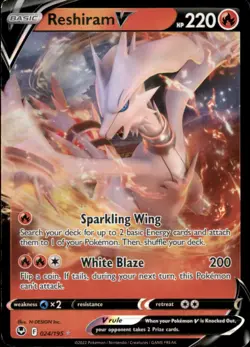 Reshiram V 024/195 Holo V Rare Silver Tempest Pokemon Holo Near Mint - Image 1
