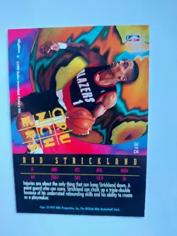NBA 1995-96 Skybox Hoops Rod STRICKLAND Number Crunchers Card #14 Blazers - Image 2