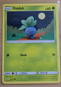 Oddish 6/214 LP Non Holo Cute Full Moon Asako Ito Crocheted Art Pokemon Card! - Image 1