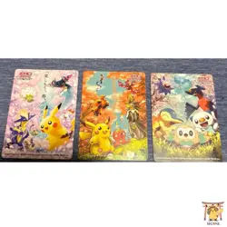 Pikachu Spring Sticker Card Let's Have Fun Japanese Pokemon Promo 20-21-22 X3 - Image 1