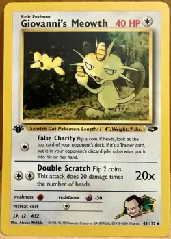 Giovanni's Meowth Pokemon TCG Gym Challenge Set 1st Edition 43/132 LP - Image 1