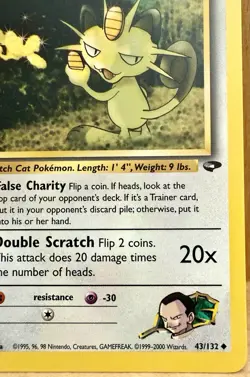 Giovanni's Meowth Pokemon TCG Gym Challenge Set 1st Edition 43/132 LP - Image 3