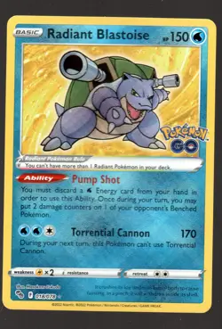 Pokemon Radiant Blastoise Pokemon GO #018/078 NM - Image 1