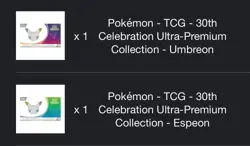 2x Pokemon 30th Anniversary Celebrations Presale - 1x Umbreon 1x Espeon UPC PAIR - Image 4