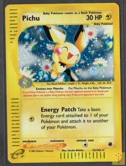 SWIRL Pichu 22/165 Holo Rare Expedition Base Set Pokemon Holo LP+/NM- - Image 1