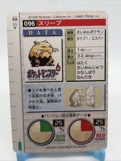 Pokemon Carddass Card Drowzee File No.96 Bandai Pocket Monsters Red ver. 1996 - Image 2