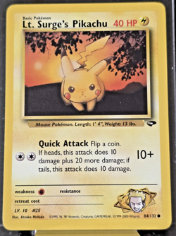 Lt. Surge's Pikachu 81/132 Common Gym Challenge Pokemon Unlimited LP - Image 1