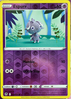 Espurr Reverse Holo - 081/195 - Silver Tempest Pokemon 2022 - Image 1