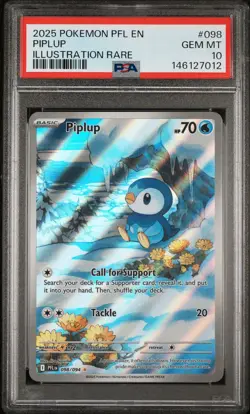 2025 POKEMON PFL EN-PHANTASMAL FLAMES ILLUSTRATION RARE #098 PIPLUP PSA 10 - Image 1