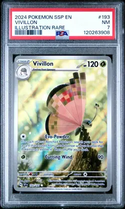 2024 POKEMON SSP EN-SURGING SPARKS ILLUSTRATION RARE #193 VIVILLON PSA 7 - Image 1
